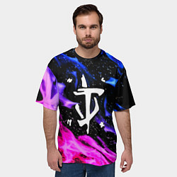 Футболка оверсайз мужская Doom flame neon, цвет: 3D-принт — фото 2