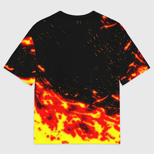 Мужская футболка оверсайз Doom огненное лого / 3D-принт – фото 2