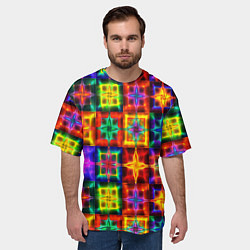 Футболка оверсайз мужская Неоновое стекло абстракция, цвет: 3D-принт — фото 2