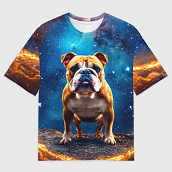 Мужская футболка оверсайз Бульдог в космосе