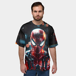 Футболка оверсайз мужская Человек-паук и вспышки света, цвет: 3D-принт — фото 2