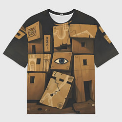 Мужская футболка оверсайз Коробки и глаз