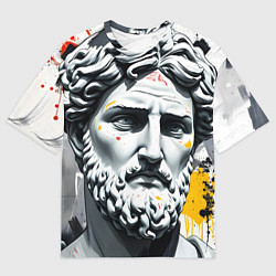 Мужская футболка оверсайз Античный портрет и краска