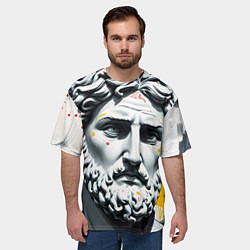 Футболка оверсайз мужская Античный портрет и краска, цвет: 3D-принт — фото 2