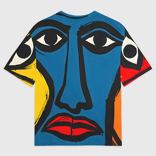 Мужская футболка оверсайз Арт с лицами / 3D-принт – фото 2