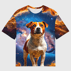 Мужская футболка оверсайз Джек Рассел терьер в космосе