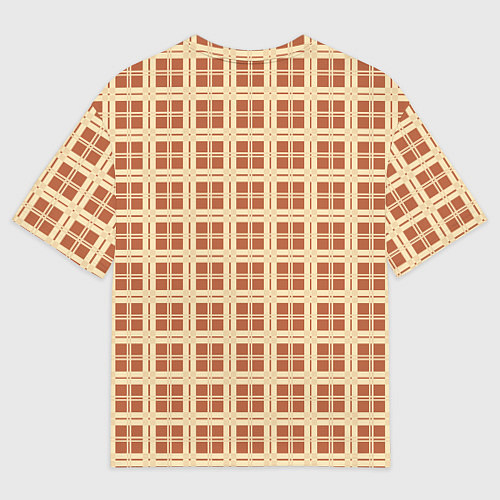 Мужская футболка оверсайз Светлый коричневый простая клетка / 3D-принт – фото 2