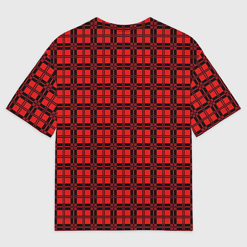 Мужская футболка оверсайз Красно-коралловый клетка / 3D-принт – фото 2