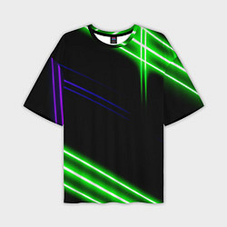 Футболка оверсайз мужская Green pink purple line, цвет: 3D-принт