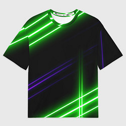 Футболка оверсайз мужская Green pink purple line, цвет: 3D-принт