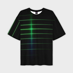 Мужская футболка оверсайз The line is green and black