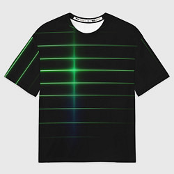 Футболка оверсайз мужская The line is green and black, цвет: 3D-принт