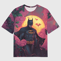 Футболка оверсайз мужская Бэтмен и дерево с цветами, цвет: 3D-принт