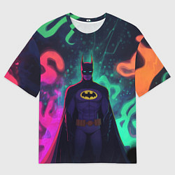 Мужская футболка оверсайз Бэтмен красочное небо