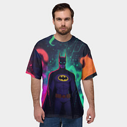 Футболка оверсайз мужская Бэтмен красочное небо, цвет: 3D-принт — фото 2