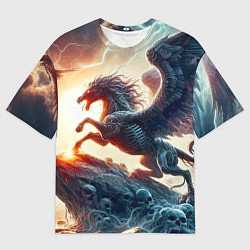Футболка оверсайз мужская Пегас тёмных сил - нейроарт, цвет: 3D-принт