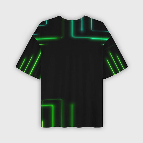 Мужская футболка оверсайз Black green color / 3D-принт – фото 2