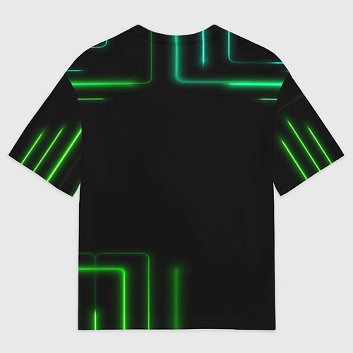 Мужская футболка оверсайз Black green color / 3D-принт – фото 2