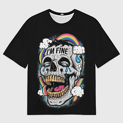 Футболка оверсайз мужская Skull and rainbow - im fine, цвет: 3D-принт