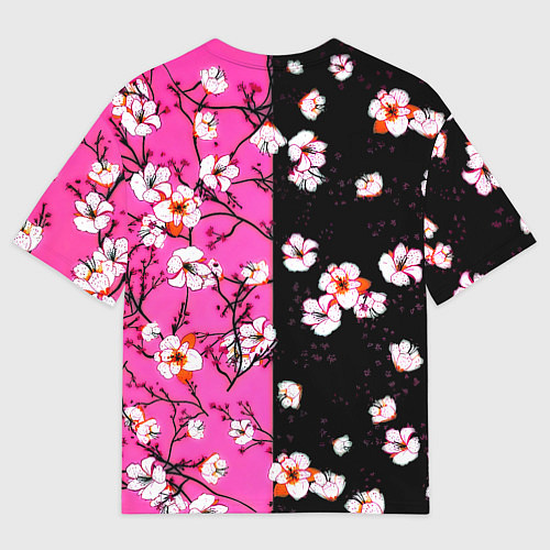 Мужская футболка оверсайз Ведьмак паттерн сакура / 3D-принт – фото 2