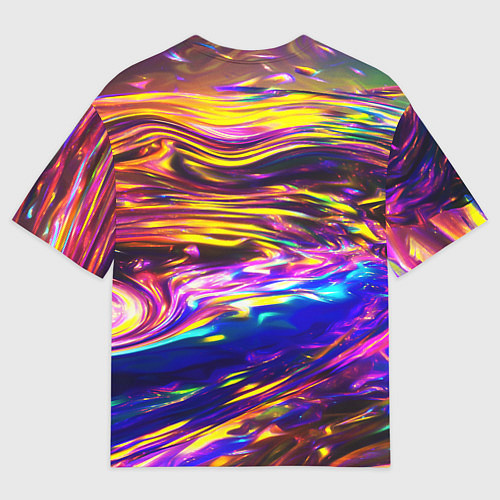 Мужская футболка оверсайз Неоновые полосы текстура / 3D-принт – фото 2