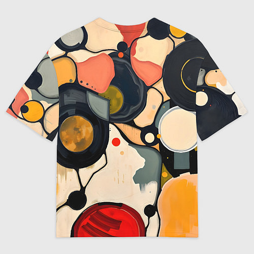 Мужская футболка оверсайз Абстракция с кругами и краской / 3D-принт – фото 2