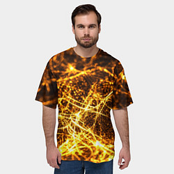 Футболка оверсайз мужская Текстура золотые нити, цвет: 3D-принт — фото 2
