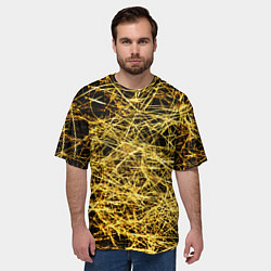 Футболка оверсайз мужская Золотое плетение на черном, цвет: 3D-принт — фото 2