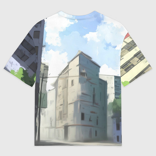 Мужская футболка оверсайз Бэтмен стоит на улице / 3D-принт – фото 2