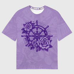 Мужская футболка оверсайз Штурвал в розах