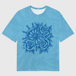 Мужская футболка оверсайз Штурвал и три розы