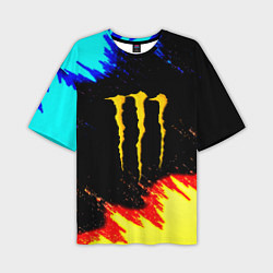 Мужская футболка оверсайз Monster energy огненные краски