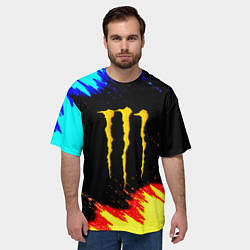 Футболка оверсайз мужская Monster energy огненные краски, цвет: 3D-принт — фото 2