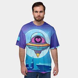 Футболка оверсайз мужская Нло с сердечком внутри, цвет: 3D-принт — фото 2