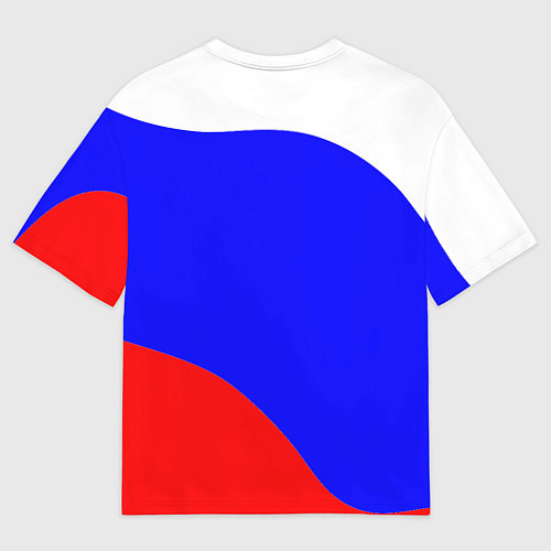 Мужская футболка оверсайз Россия волна и герб / 3D-принт – фото 2