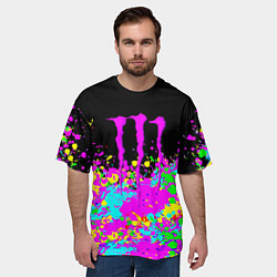Футболка оверсайз мужская Monster energy краски неоновые, цвет: 3D-принт — фото 2