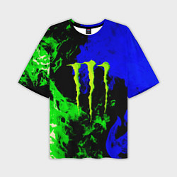 Мужская футболка оверсайз Monster energy кислотный огонь