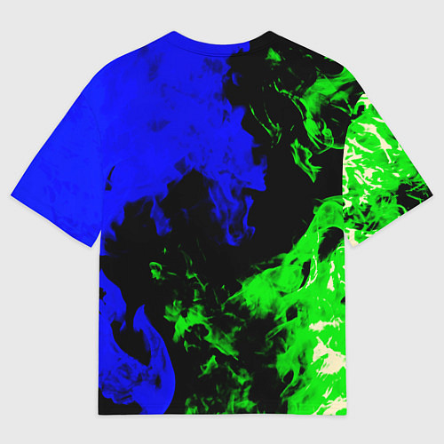 Мужская футболка оверсайз Monster energy кислотный огонь / 3D-принт – фото 2