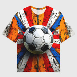 Мужская футболка оверсайз Футбольный мяч в ярких линиях