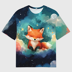 Мужская футболка оверсайз Лисенок на облаках