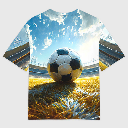 Мужская футболка оверсайз Футбольный мяч на стадионе / 3D-принт – фото 2