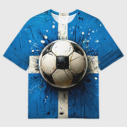 Мужская футболка оверсайз Футбольный мяч на синем