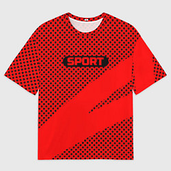 Мужская футболка оверсайз Sport красно-чёрный текстурный