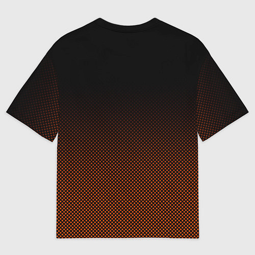 Мужская футболка оверсайз Градиент тёмный чёрно-оранжевый / 3D-принт – фото 2