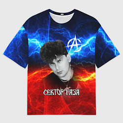 Футболка оверсайз мужская Сектор газа молнии на фоне, цвет: 3D-принт