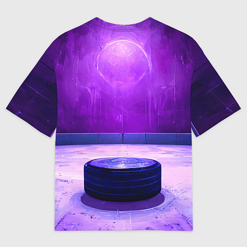 Мужская футболка оверсайз Шайба в фиолетовом / 3D-принт – фото 2