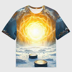 Мужская футболка оверсайз Шайбы в лесу