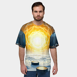 Футболка оверсайз мужская Шайбы в лесу, цвет: 3D-принт — фото 2