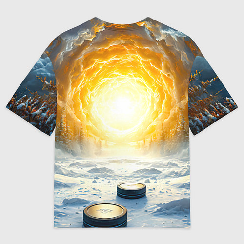 Мужская футболка оверсайз Шайбы в лесу / 3D-принт – фото 2