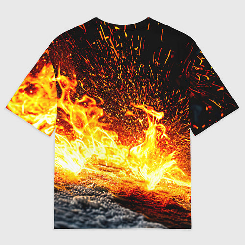 Мужская футболка оверсайз Шайба в огне / 3D-принт – фото 2
